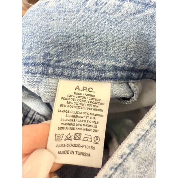 NWT A.P.C Dayana 100% Cotton High Waisted Denim Short Washed Indigo Women's 38/6 - Picture 6 of 7